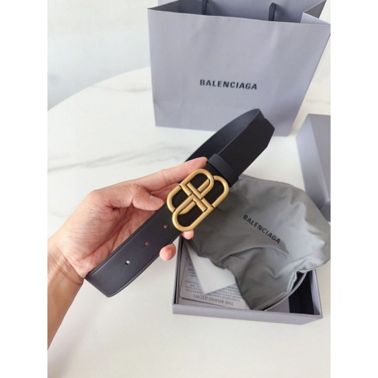 Mirror Quality Replica Balenciaga BB Belt with BB Logo Buckle 35mm Black Clone