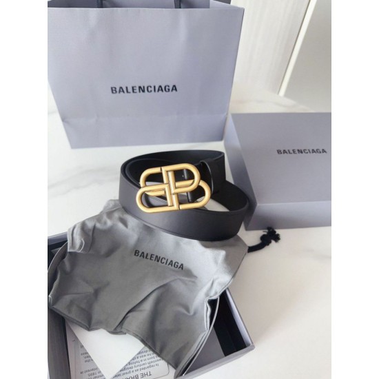 Mirror Quality Replica Balenciaga BB Belt with BB Logo Buckle 35mm Black Clone