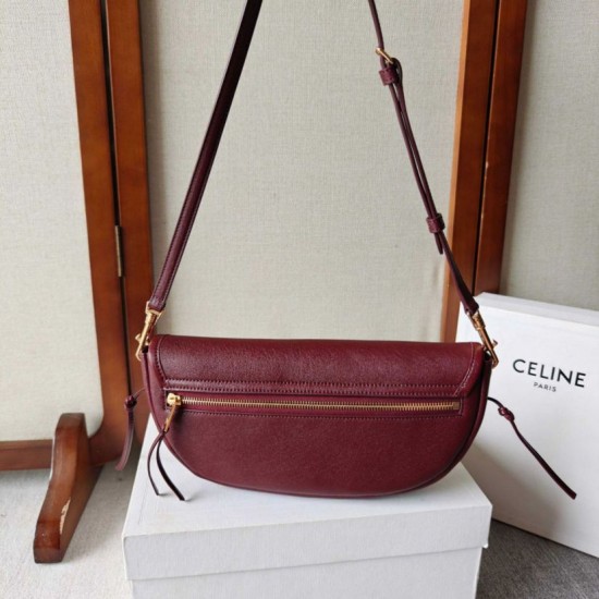 Mirror Quality Replica Celine Halfmoon Small Soft Triomphe Bag Burgundy Clone