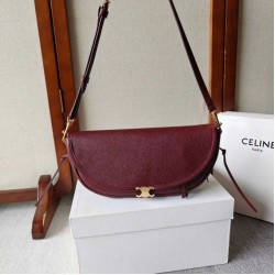 Mirror Quality Replica Celine Halfmoon Small Soft Triomphe Bag Burgundy Clone