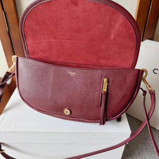 Mirror Quality Replica Celine Halfmoon Small Soft Triomphe Bag Burgundy Clone