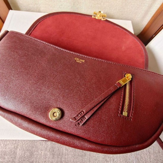 Mirror Quality Replica Celine Halfmoon Small Soft Triomphe Bag Burgundy Clone