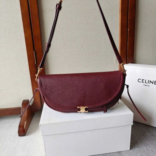Mirror Quality Replica Celine Halfmoon Small Soft Triomphe Bag Burgundy Clone