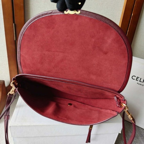 Mirror Quality Replica Celine Halfmoon Small Soft Triomphe Bag Burgundy Clone