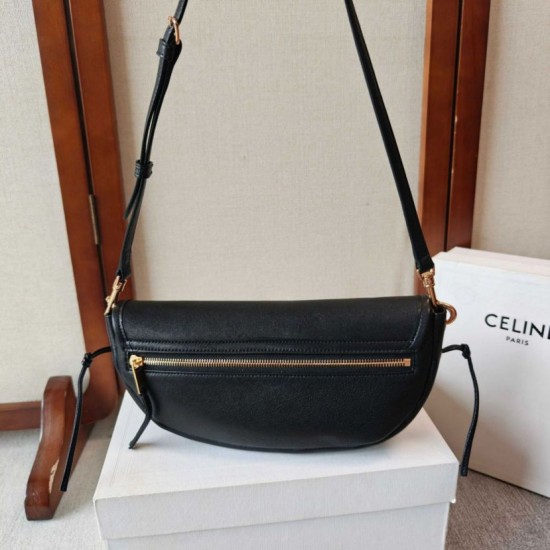 Mirror Quality Replica Celine Halfmoon Small Soft Triomphe Bag Black Clone