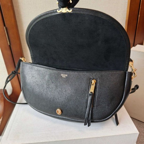 Mirror Quality Replica Celine Halfmoon Small Soft Triomphe Bag Black Clone
