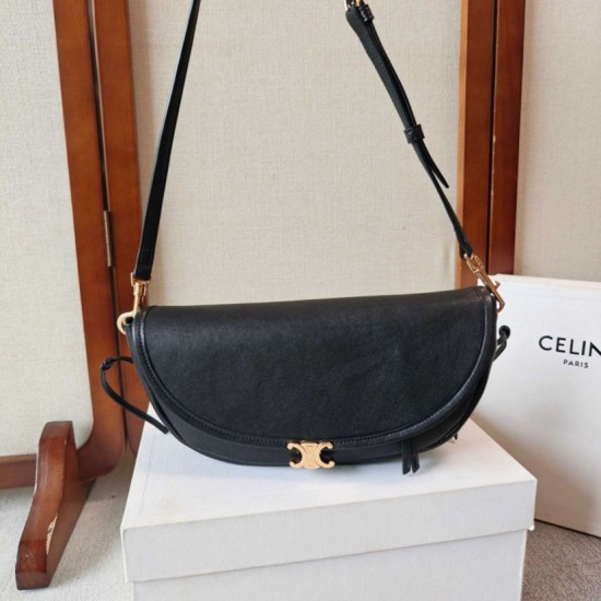 Mirror Quality Replica Celine Halfmoon Small Soft Triomphe Bag Black Clone