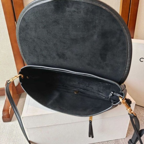 Mirror Quality Replica Celine Halfmoon Small Soft Triomphe Bag Black Clone