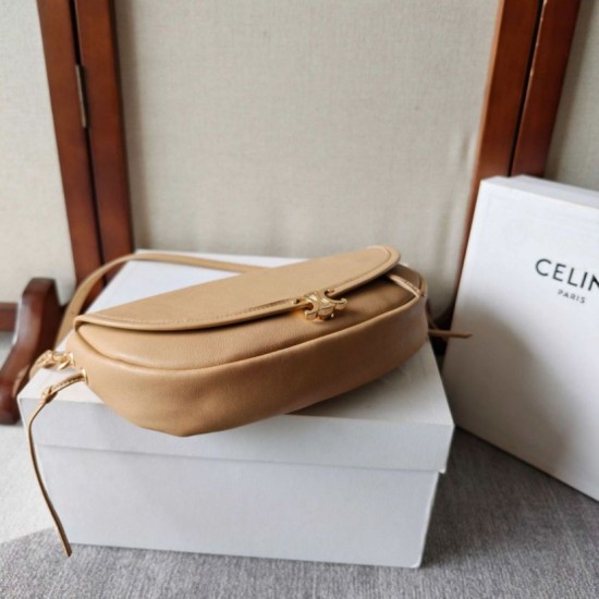 Mirror Quality Replica Celine Halfmoon Small Soft Triomphe Bag Apricot Clone