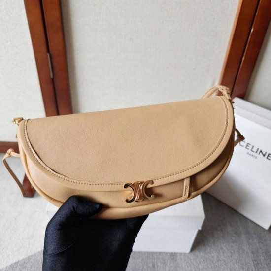 Mirror Quality Replica Celine Halfmoon Small Soft Triomphe Bag Apricot Clone