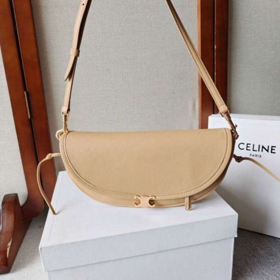 Mirror Quality Replica Celine Halfmoon Small Soft Triomphe Bag Apricot Clone
