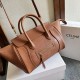 Mirror Quality Replica Celine Luggage Medium Soft Shiny Lambskin Shoulder Tote Brown Clone