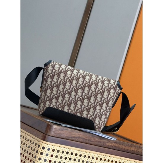 Mirror Quality Replica Dior Jett Shoulder Bag with Brown Angled Jacquard Flap Clone