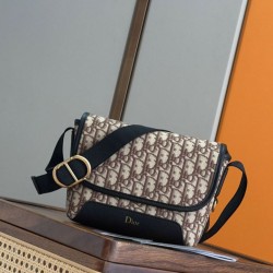 Mirror Quality Replica Dior Jett Shoulder Bag with Brown Angled Jacquard Flap Clone