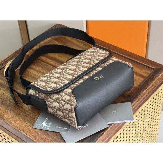 Mirror Quality Replica Dior Jett Shoulder Bag with Brown Angled Jacquard Flap Clone