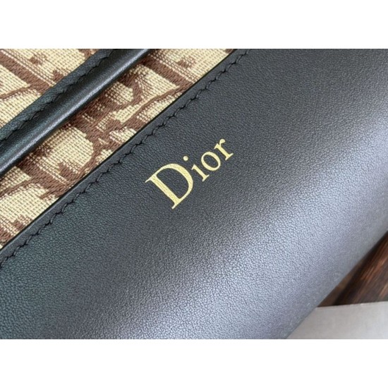 Mirror Quality Replica Dior Jett Shoulder Bag with Brown Angled Jacquard Flap Clone