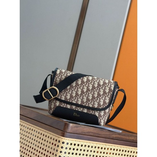 Mirror Quality Replica Dior Jett Shoulder Bag with Brown Angled Jacquard Flap Clone