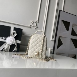 Mirror Quality Replica Chanel Mini Classic Quilted Backpack with CC Logo AP3663 White Clone