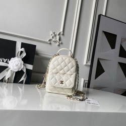 Mirror Quality Replica Chanel Mini Classic Quilted Backpack with CC Logo AP3663 White Clone