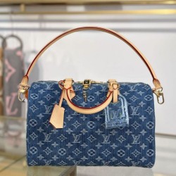 Luxury Replica Louis Vuitton Speedy Soft 30 Monogram Denim Bag M14430 Blue Knockoff Mirror Quality Replica Louis Vuitton Speedy Soft 30 Monogram Denim Bag M14430 Blue Clone