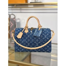 Mirror Quality Replica Louis Vuitton Speedy Soft 30 Monogram Denim Bag M14430 Blue Clone