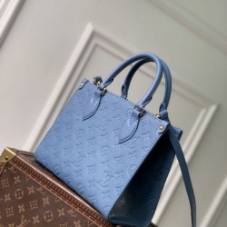 Luxury Replica Louis Vuitton OnTheGo PM Tote Bag M28181 Blue Knockoff Mirror Quality Replica Louis Vuitton OnTheGo PM Tote Bag M28181 Blue Clone