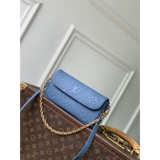 Luxury Replica Louis Vuitton Ivy Chain Wallet M27755 Blue Knockoff Mirror Quality Replica Louis Vuitton Ivy Chain Wallet M27755 Blue Clone