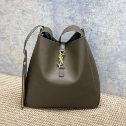 Mirror Quality Replica YSL Saint Laurent Le 5 à 7 Large Soft Hobo Bag Light Moss Clone