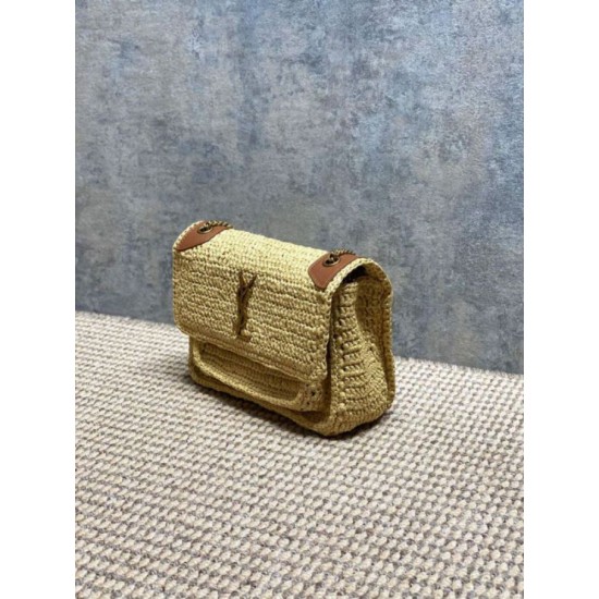 Mirror Quality Replica YSL Saint Laurent Niki Raffia Medium Shoulder Bag Clone