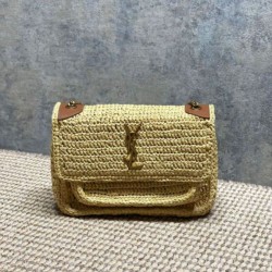 Mirror Quality Replica YSL Saint Laurent Niki Raffia Medium Shoulder Bag Clone