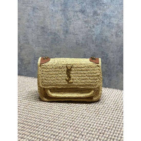 Mirror Quality Replica YSL Saint Laurent Niki Raffia Medium Shoulder Bag Clone