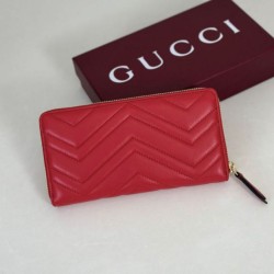 Mirror Quality Replica Gucci GG Marmont Quilted Zip Around Wallet 443123 Red Clone