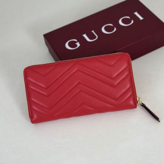 Mirror Quality Replica Gucci GG Marmont Quilted Zip Around Wallet 443123 Red Clone