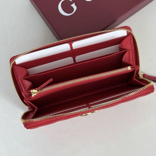 Mirror Quality Replica Gucci GG Marmont Quilted Zip Around Wallet 443123 Red Clone
