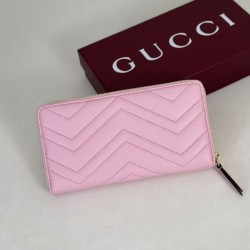 Mirror Quality Replica Gucci GG Marmont Quilted Zip Around Wallet 443123 Pink Clone