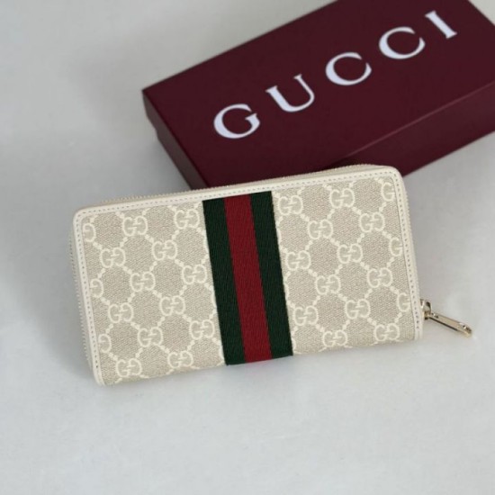 Mirror Quality Replica Gucci Ophidia GG Supreme Zip Around Wallet 838484 Beige Clone
