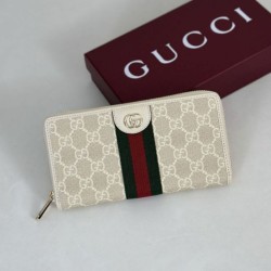 Mirror Quality Replica Gucci Ophidia GG Supreme Zip Around Wallet 838484 Beige Clone