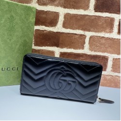 Luxury Replica Gucci GG Marmont Quilted Zip Around Wallet 443123 Black Knockoff Mirror Quality Replica Gucci GG Marmont Quilted Zip Around Wallet 443123 Black Clone