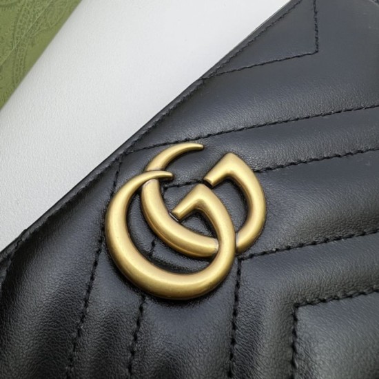 Mirror Quality Replica Gucci GG Marmont Quilted Zip Around Wallet 443123 Black Clone