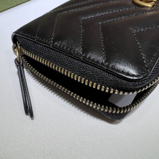 Mirror Quality Replica Gucci GG Marmont Quilted Zip Around Wallet 443123 Black Clone
