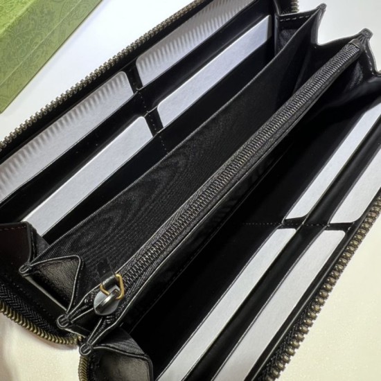 Mirror Quality Replica Gucci GG Marmont Quilted Zip Around Wallet 443123 Black Clone