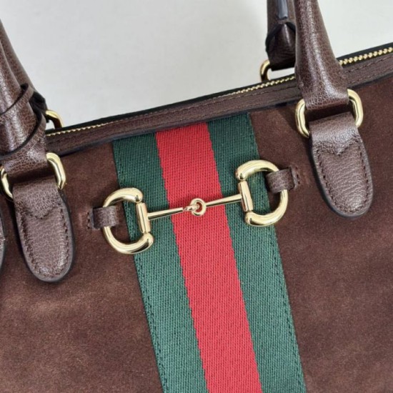 Mirror Quality Replica Gucci Boston Medium Bag 866732 Brown Suede Clone
