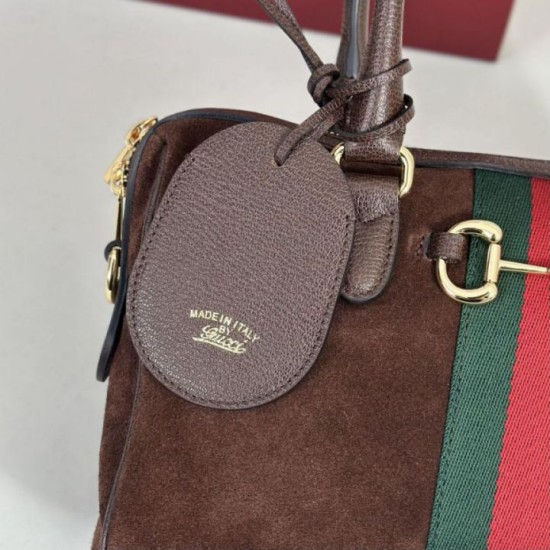 Mirror Quality Replica Gucci Boston Medium Bag 866732 Brown Suede Clone