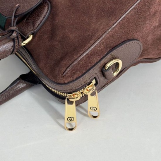 Mirror Quality Replica Gucci Boston Medium Bag 866732 Brown Suede Clone