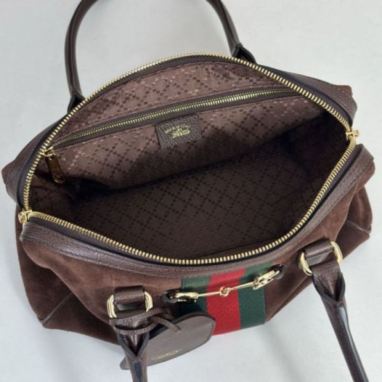 Mirror Quality Replica Gucci Boston Medium Bag 866732 Brown Suede Clone