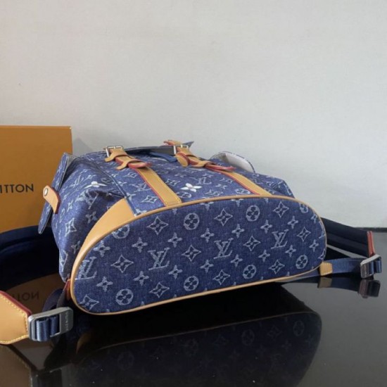 Luxury Replica LV Christopher MM Backpack M27554 Monogram Heritage Denim Blue Knockoff Mirror Quality Replica LV Christopher MM Backpack M27554 Monogram Heritage Denim Blue Clone