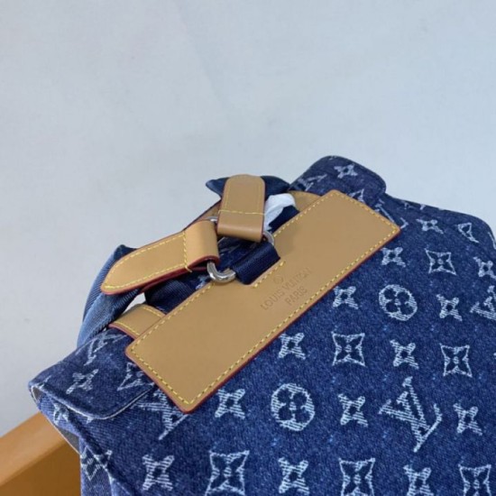 Luxury Replica LV Christopher MM Backpack M27554 Monogram Heritage Denim Blue Knockoff Mirror Quality Replica LV Christopher MM Backpack M27554 Monogram Heritage Denim Blue Clone