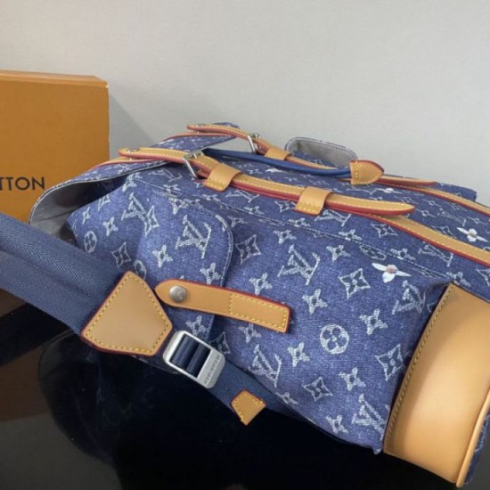 Luxury Replica LV Christopher MM Backpack M27554 Monogram Heritage Denim Blue Knockoff Mirror Quality Replica LV Christopher MM Backpack M27554 Monogram Heritage Denim Blue Clone