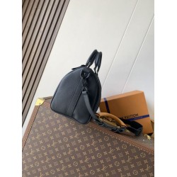 Luxury Replica Louis Vuitton Keepall Bandoulière 35 Bag M15249 Black Knockoff Mirror Quality Replica Louis Vuitton Keepall Bandoulière 35 Bag M15249 Black Clone