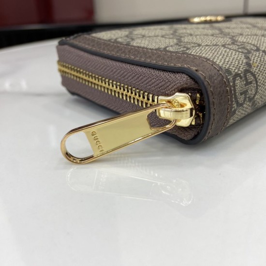 Mirror Quality Replica Gucci Ophidia Zip Around Wallet GG Supreme 772305 Brown Clone